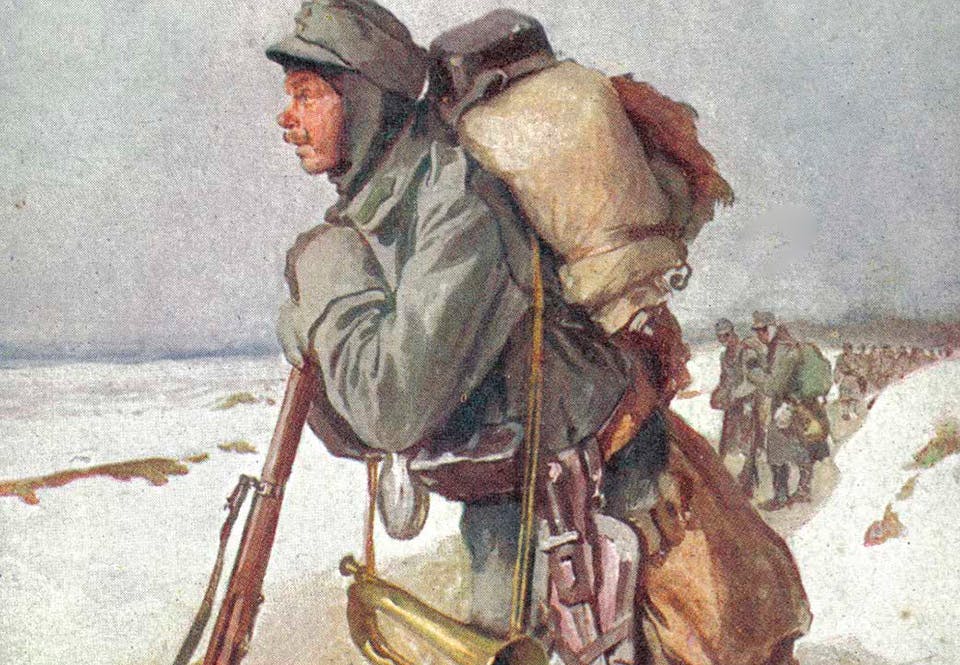 austrianinfantryman Soldat ur den österrikisk-ungerska armén.